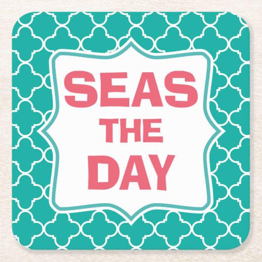 日のおもしろいな引用文を握って下さい スクエアペーパーコースター (正面)