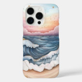 日のお洒落入り海の波とビーチシーン Case-Mate iPhoneケース (裏面)