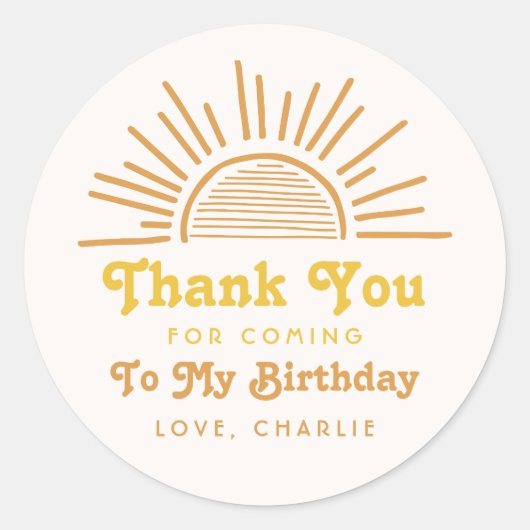 日のまわりにのステッカー | Sun Thank You ラウンドシール (正面)