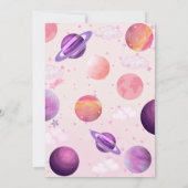 日のまわりにの旅| ピンクの宇宙1回目の誕生日 招待状 (裏面)