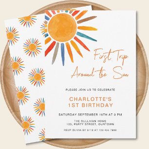 日のまわりにの1歳の誕生日 招待状