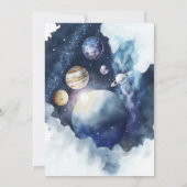 日のまわりに水の色の男の子の旅1st誕生日 招待状 (裏面)