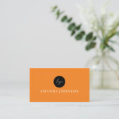 日のエレガントスパとサロンのロゴオレンジ 名刺 (スタンド正面)