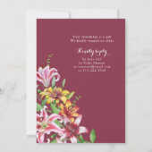 日のオニユリの花の第80誕生日の招待 招待状 (裏面)