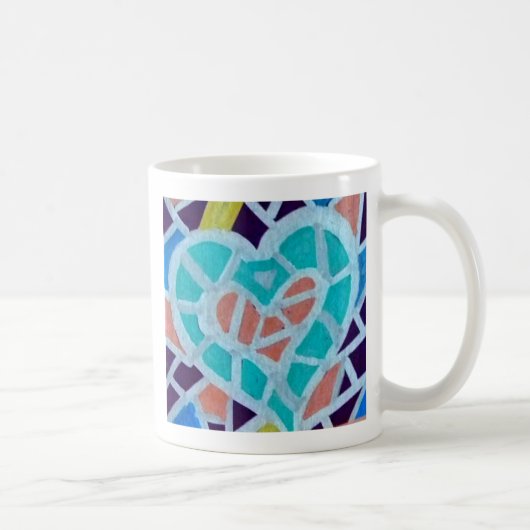 日のカラフルなハート… コーヒーマグカップ (右)