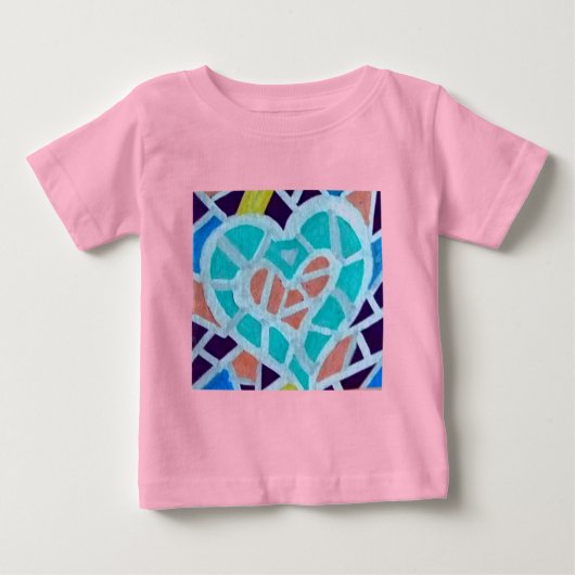 日のカラフルなハート… ベビーTシャツ (正面)