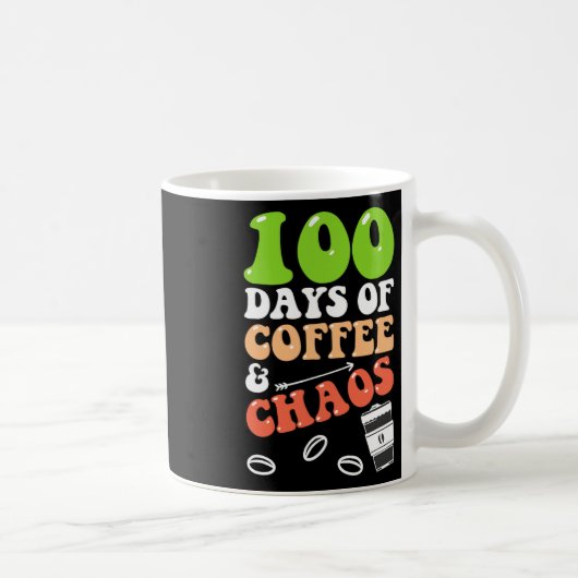 日のコーヒーとカオス100日学校先生 コーヒーマグカップ (右)