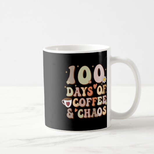 日のコーヒーと混沌の学校の100日目教え コーヒーマグカップ (右)