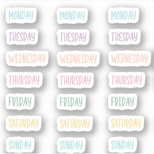 日のパステルカラフルかわいい手書き シール (正面)