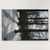 日の光と雪の中の冬の木 ジグソーパズル (横)
