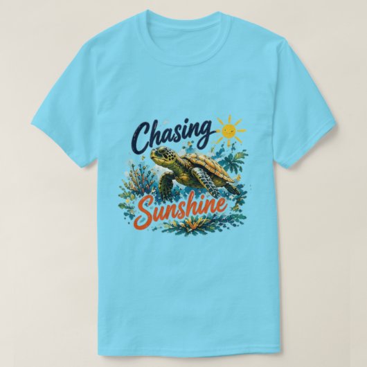 日の光を追うウミガメTシャツ Tシャツ (デザイン正面)