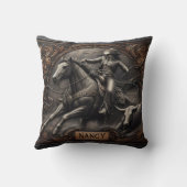 日の入りでステアと戦うロデオのライダー クッション (裏面)