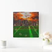 日の入りで立ち石に石を菱形に スクエア壁時計 (ホーム)