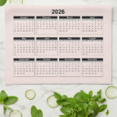 日の入りと湖のシルエットの2026年カレンダー キッチンタオル (折り畳み)