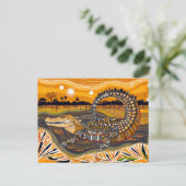 日の入りのアフリカの絵を描ワニ シーズンポストカード (スタンド正面)