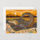 日の入りのアフリカの絵を描ワニ シーズンポストカード (正面/裏面)