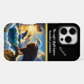 日の入りを迎えるクジラを見守るワシ iPhoneケース (裏面横)