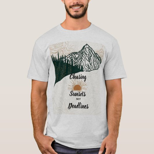 日の入りを追いかける 山旅情熱 Tシャツ (正面)