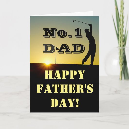 日の入りゴルファー父の日ギフト No.1 Dad Golfer カード (正面)