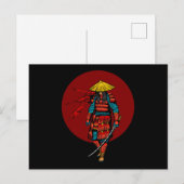日の入りサムライ武士刀を持つ武士 ポストカード (正面/裏面)
