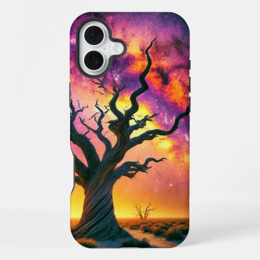 日の入りツリーシーンのスマホケース iPhoneケース (裏面)