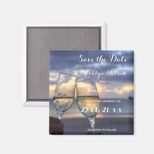 日の入りビーチ結婚式日の磁石を保存 マグネット (正面/裏面)