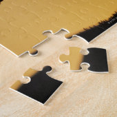 日の入り時に馬に乗ったカウボーイのシルエット ジグソーパズル (側面)