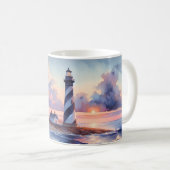日の入り時のケープハッタラス灯台海岸線 コーヒーマグカップ (正面右)