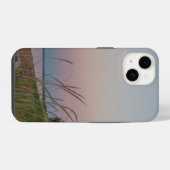 日の入り時のビーチの砂丘  iPhoneケース (裏面横)