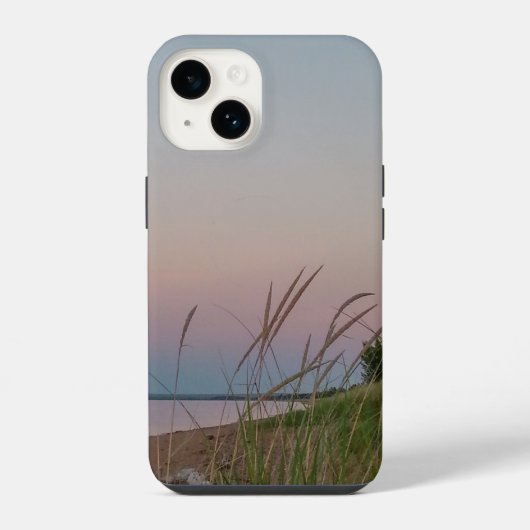 日の入り時のビーチの砂丘  iPhoneケース (裏面)