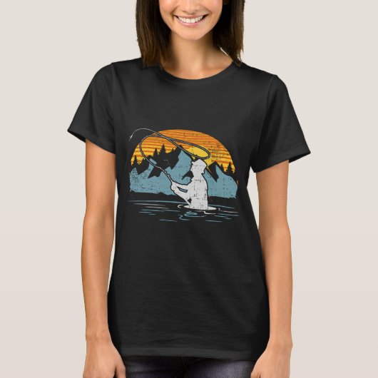 日の入り時のフライフィッシング Tシャツ (正面)