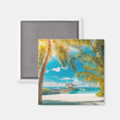 日の入り時のヤシの木 マグネット (正面/裏面)