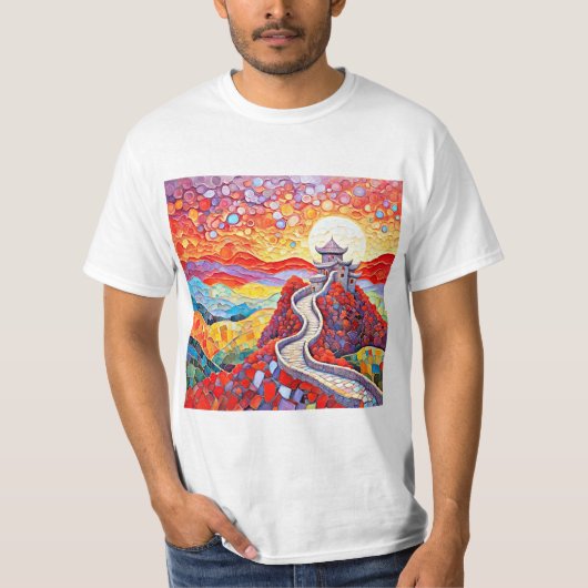 日の入り時の万里の長城 Tシャツ (正面)