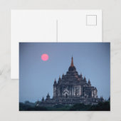 日の入り時の仏教寺院 ポストカード (正面/裏面)