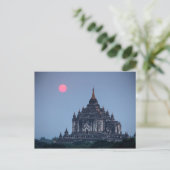 日の入り時の仏教寺院 ポストカード (スタンド正面)