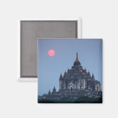 日の入り時の仏教寺院 マグネット (正面/裏面)