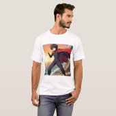 日の入り時の壮大なアニメの英雄 - 強力な戦士と Tシャツ (正面フル)