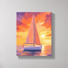 日の入り時の帆走 | 海岸の海洋画 キャンバスプリント