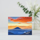 日の入り時の日本・富士山の火山の写真 ポストカード (スタンド正面)