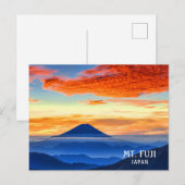 日の入り時の日本・富士山の火山の写真 ポストカード (正面/裏面)