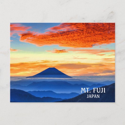 日の入り時の日本・富士山の火山の写真 ポストカード (正面)