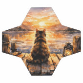 日の入り時の桟橋の猫 サッカーボール (フラット)