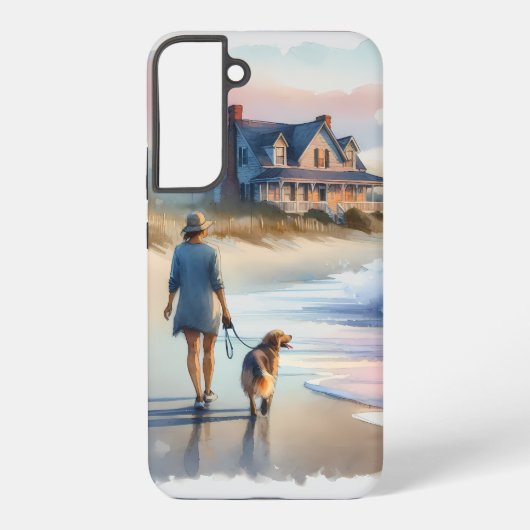 日の入り時の灯台への海岸散歩 SAMSUNG GALAXYケース (裏面)