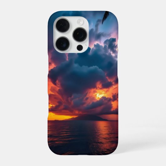 日の入り時の熱帯の島 iPhoneケース (裏面)
