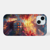 日の入り時の美しい列車 iPhone 15ケース (裏面横)