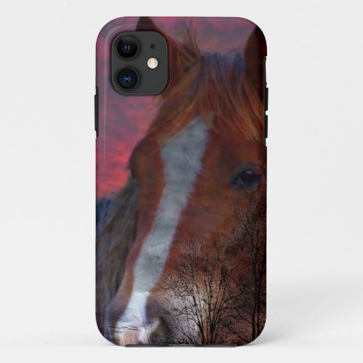 日の入り時の馬のiPhoneケース Case-Mate iPhoneケース (裏面)