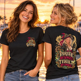 日の入り海賊、テキーラ愛飲 海賊 Tシャツ