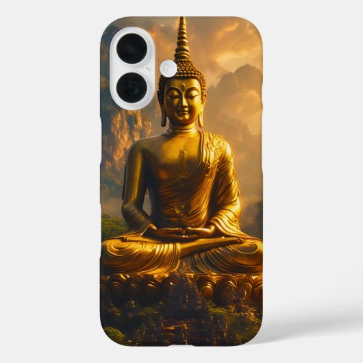 日の入り空の下に佇む輝く坐禅仏 Case-Mate iPhoneケース (裏面)