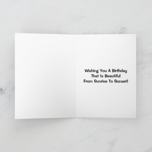 日の出からの日没への美しい誕生日 カード (内部)