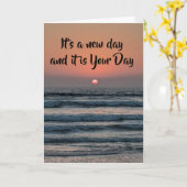 「日の出から日の入まで」ハッピーバースデー「ビーチカード カード (黄色い花)